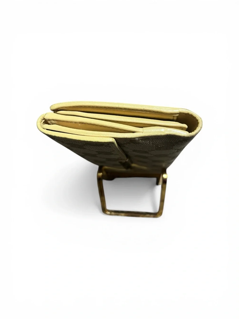 Gucci Beige Monogram GG Continental Wallet with Yellow Trim Authentic - Picture 6 of 11